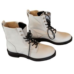 Rag & Bone Slayton Combat Lace-up Boots NEW Antique White